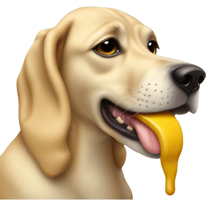 Dog licking peanut butter on banana  emoji