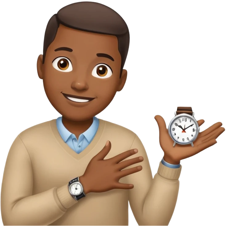African American shrugging with watch on  emoji