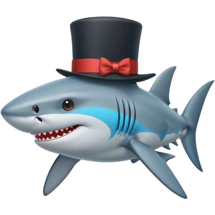Shark with a top hat emoji