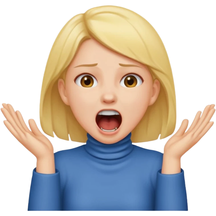 girl grabbing neck with hands and screaming emoji