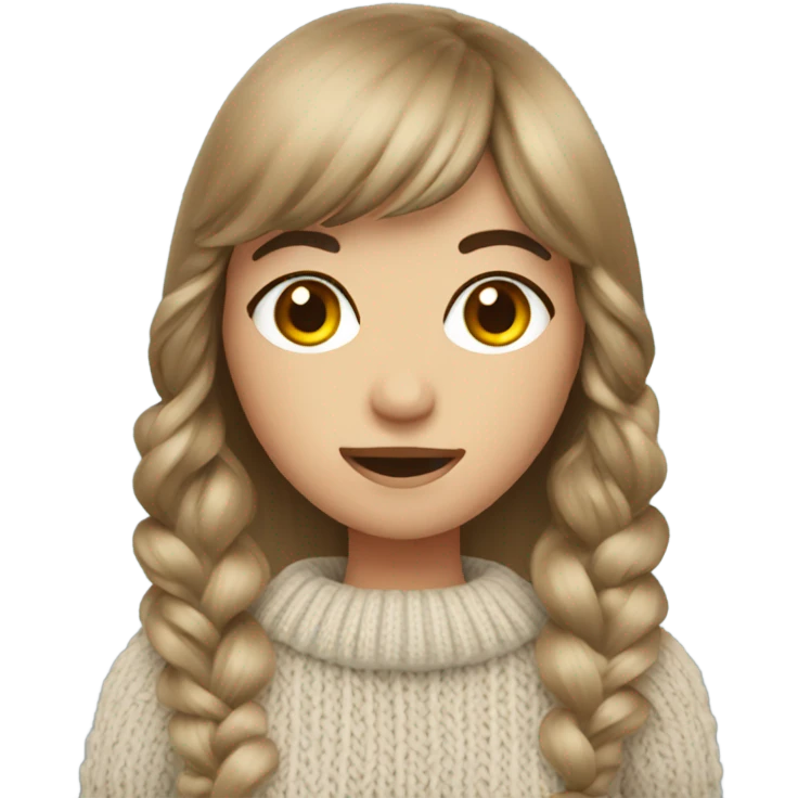 Brunette with bangs knitting emoji