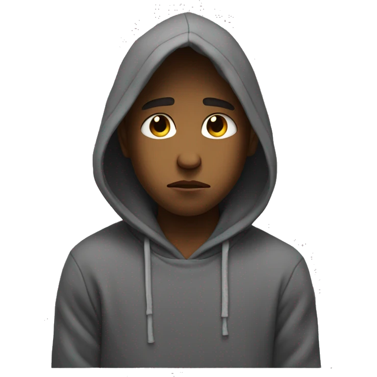 a boy in hoodie sad sitting head down emoji