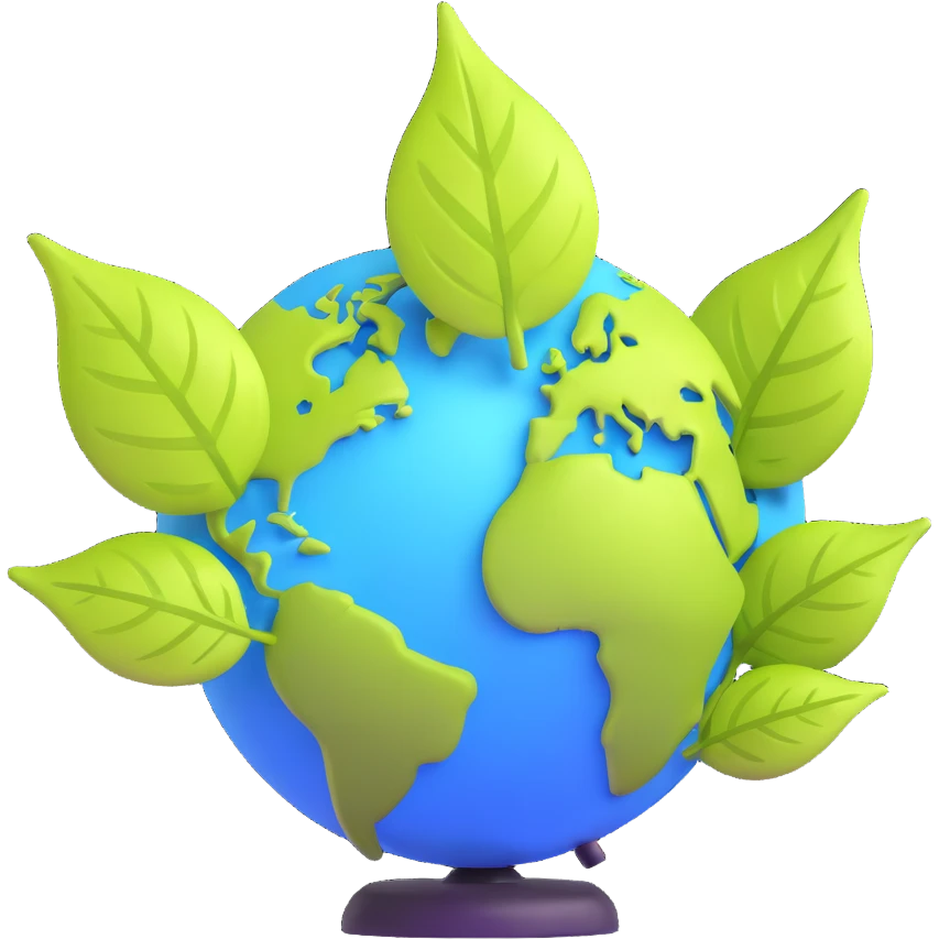 modern 3D eco-friendly logo with leaf and globe emoji