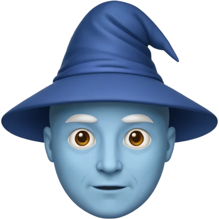 Now a wizard emoji, but still bald with no hat, neutral face, blue skin. emoji