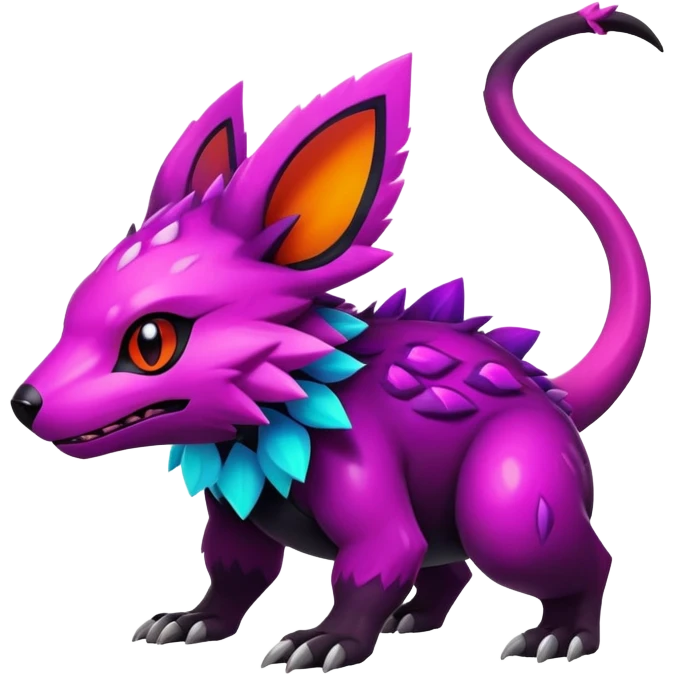 Dark bright neon colorful edgy exotic Fakémon-Pokémon-Vernid-creature emoji