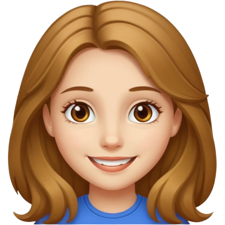 create a girl with hazel long hair, hazel eyes and beautiful smile emoji
