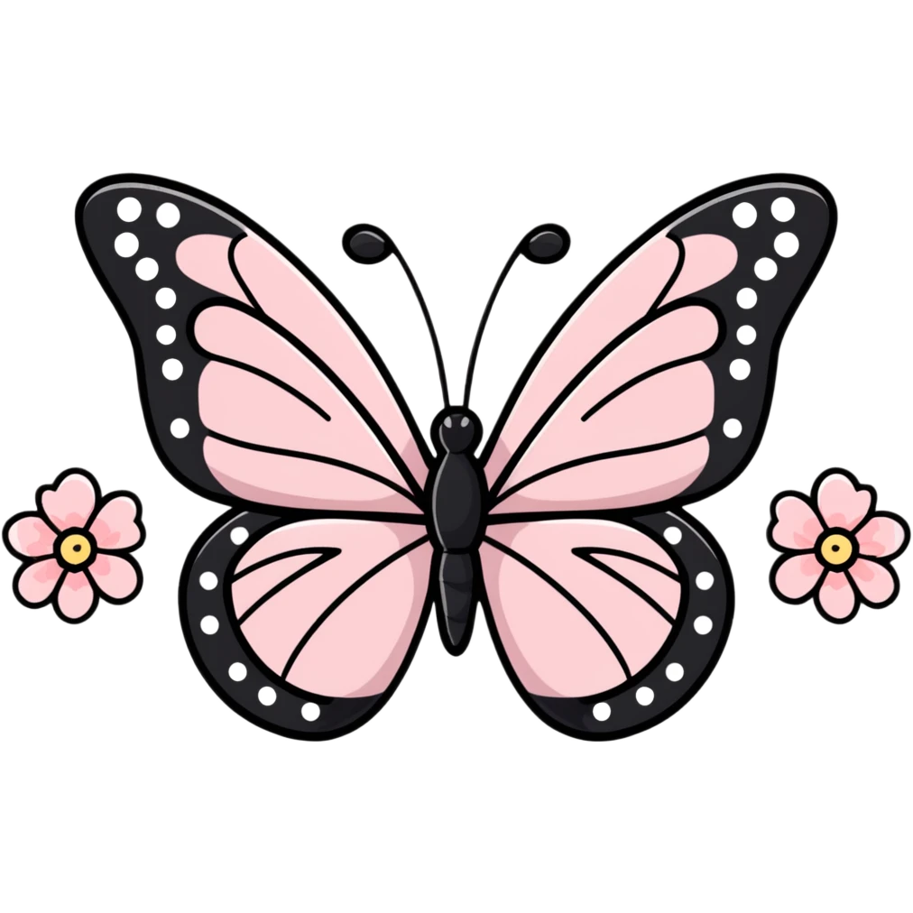 light pink butterfly with floral accents emoji