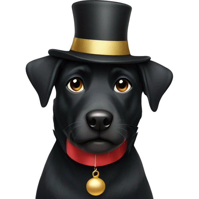 Black dog with new year hat emoji