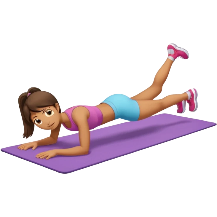 girl is doing plank on the mat emoji