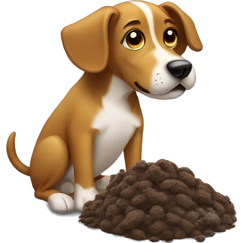 Dog slipping on poop emoji