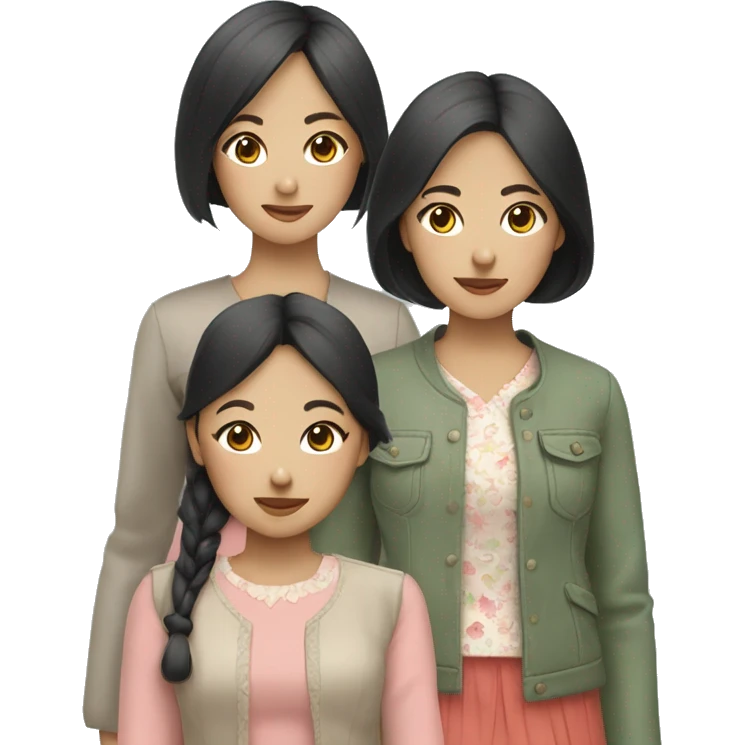 Three asian sisters with cute outfits  emoji