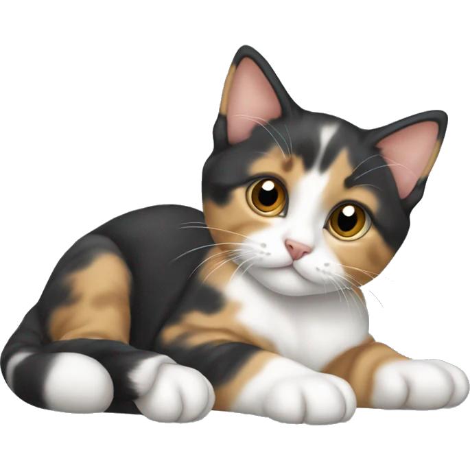 Diluted calico kitten laying down emoji