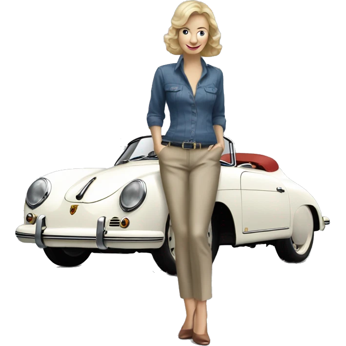 porsche 356 speedster with woman  emoji
