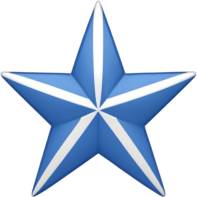 Recreate an image with a red background and a wide white diagonal stripe running from the top left corner to the bottom right corner. At the center of the white stripe, place a blue five-pointed star. emoji