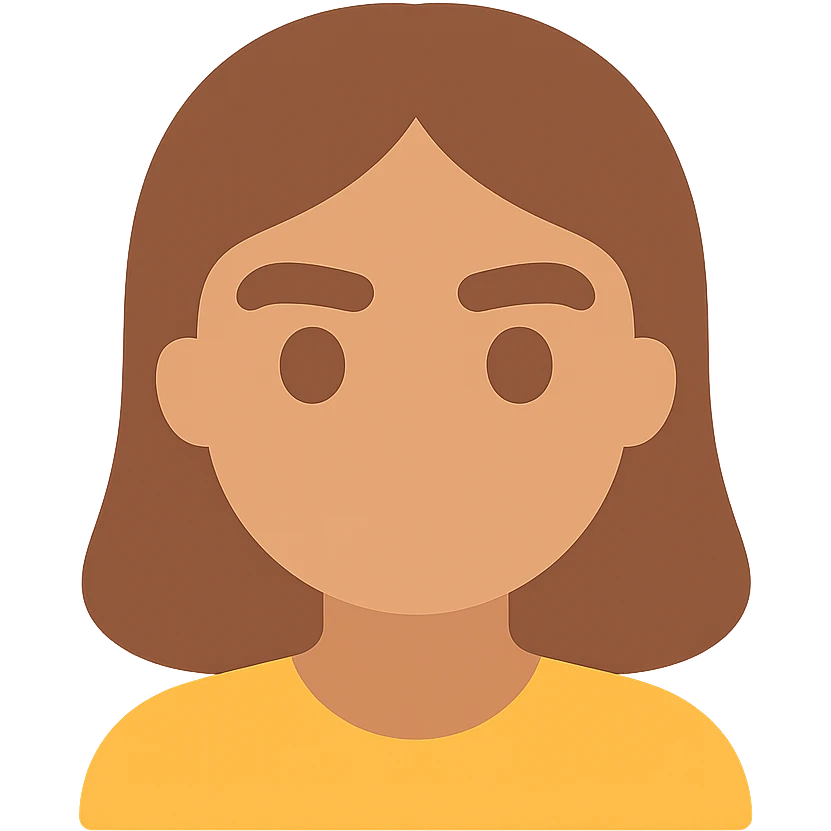 girl with brown hair and thick eyebrows, color icon emoji