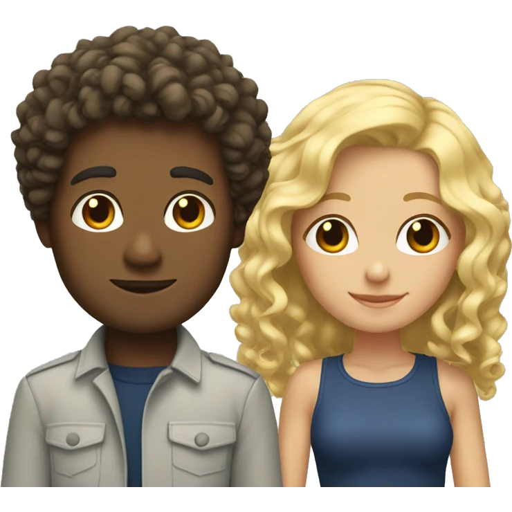 Guy with curly hair and blonde girl emoji