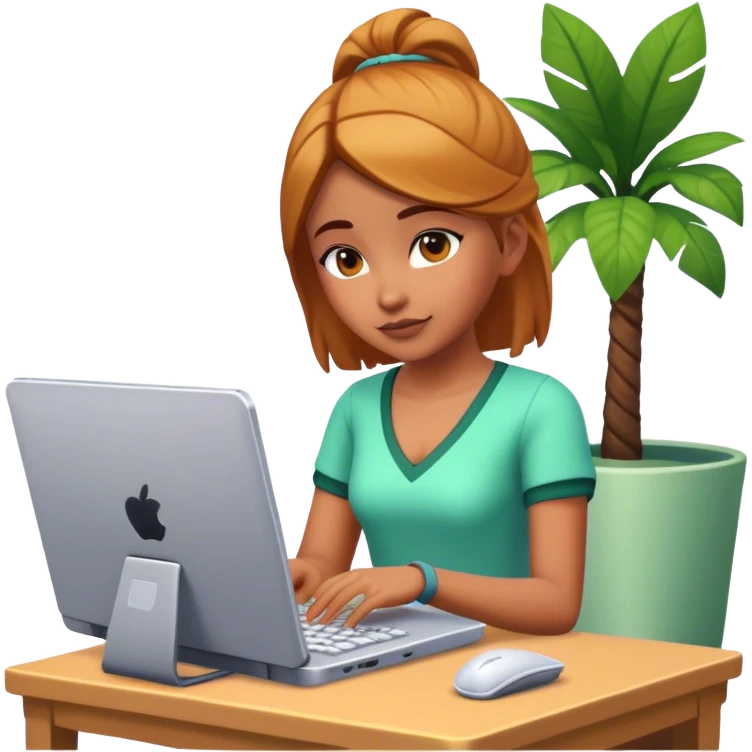 Girl playing sims 4 on PC emoji