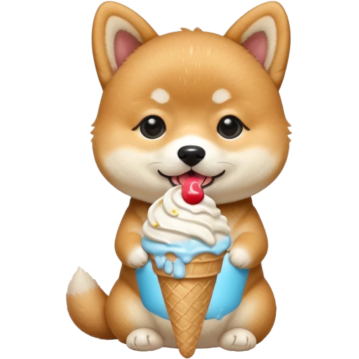 The baby shiba dog with icecream emoji