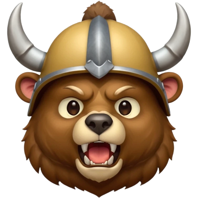 Bear wearing horned helmet growling emoji