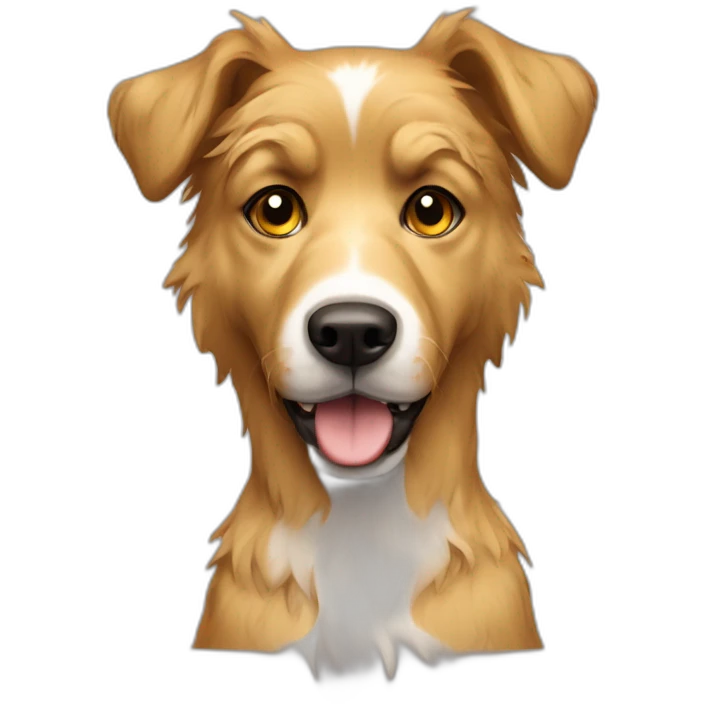 messy fur mixed breed brown eyes full yellow funny dog emoji
