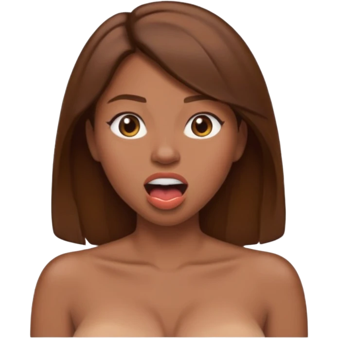 Woman brown hair. Mouth open. Not smiling. Very Large chest. emoji