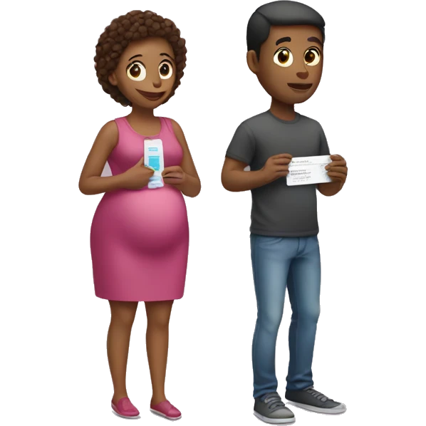 couple looking at pregnancy test emoji