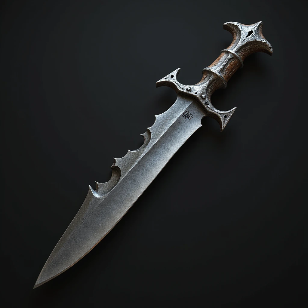 realistic gothic knife, with a bat wing handle, photorealistic style, no background emoji