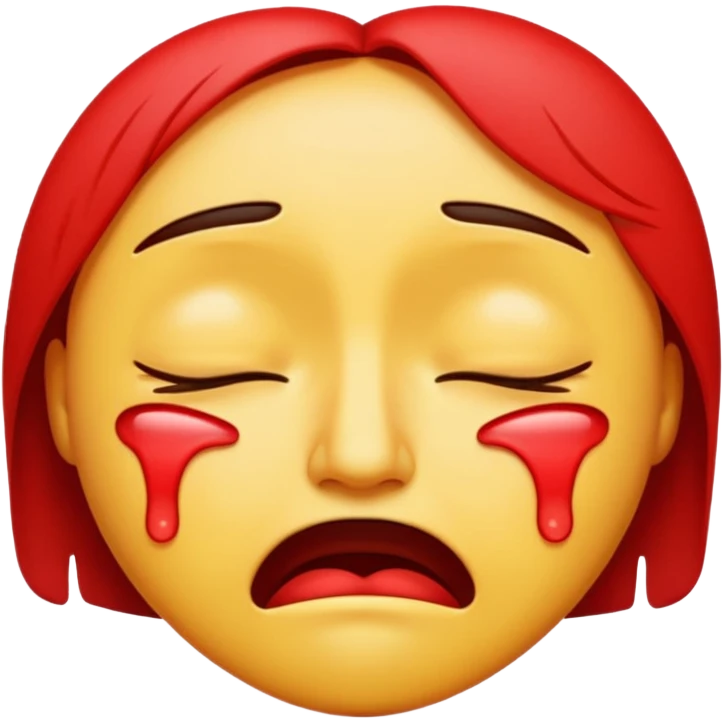 A standard emoji crying red with closed eyes emoji
