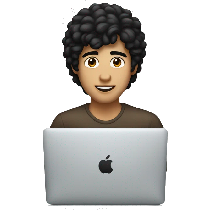 "man wih black hair and brown eyes at macbook laptop" emoji