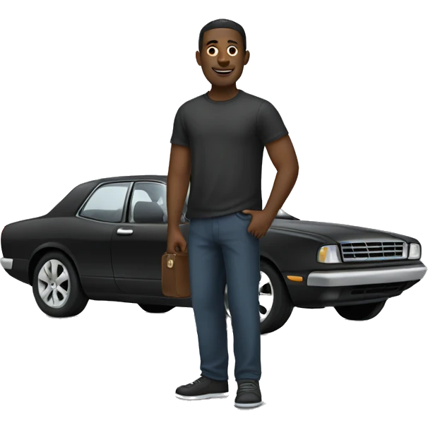 black man with car emoji