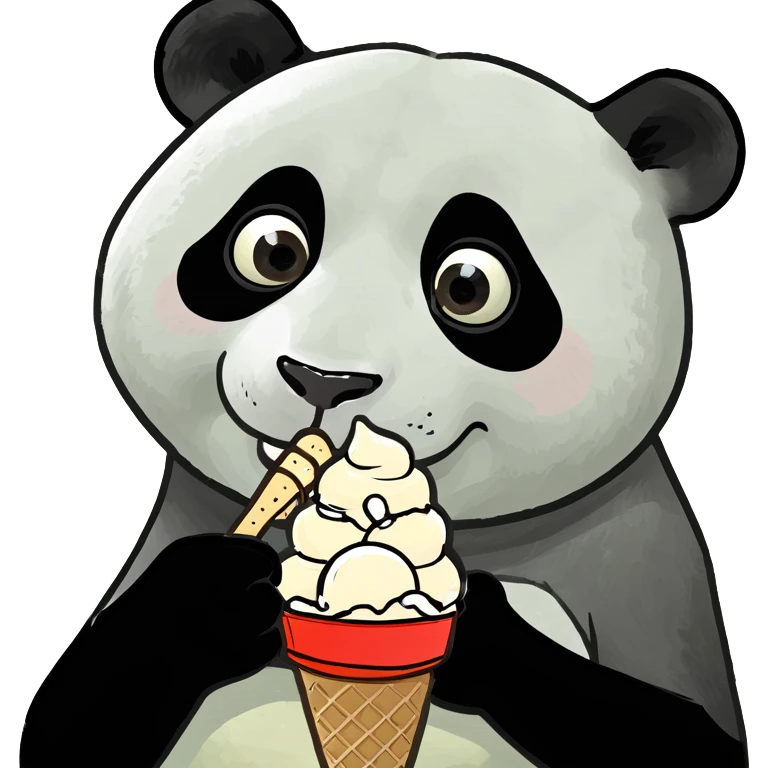 Panda eating ice cream emoji