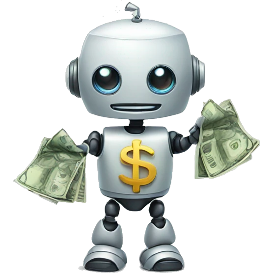 Cute robot with money emoji