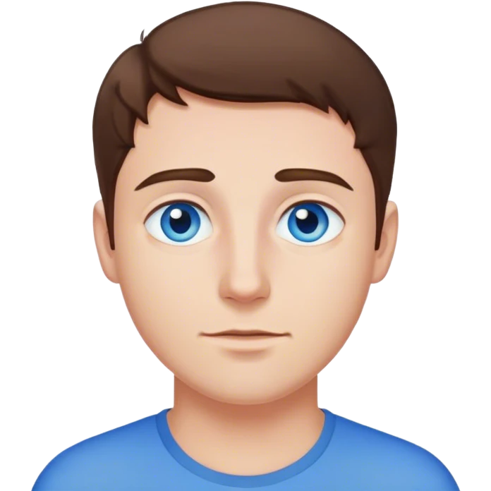 Guy with short brown hair and blue eyes  emoji