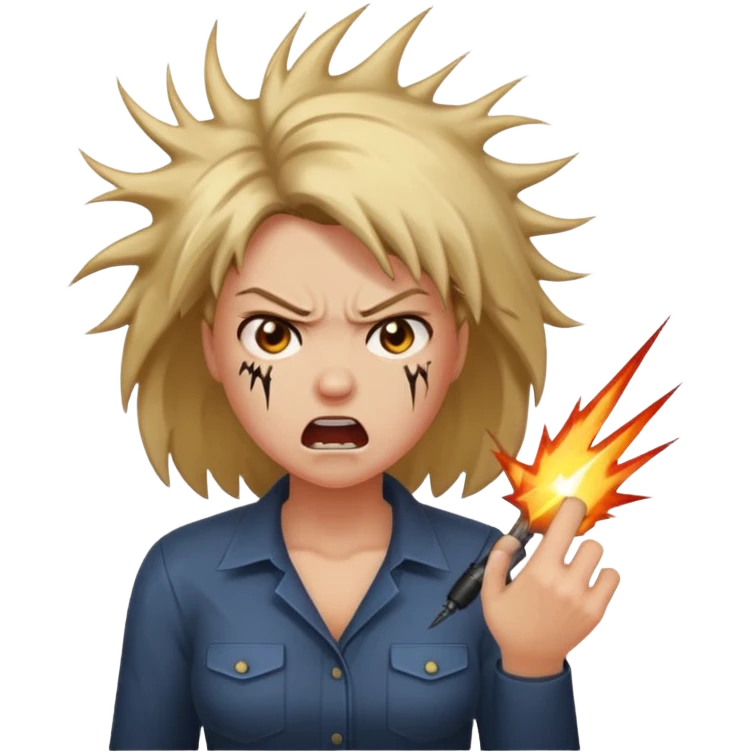angry electrocuted woman emoji