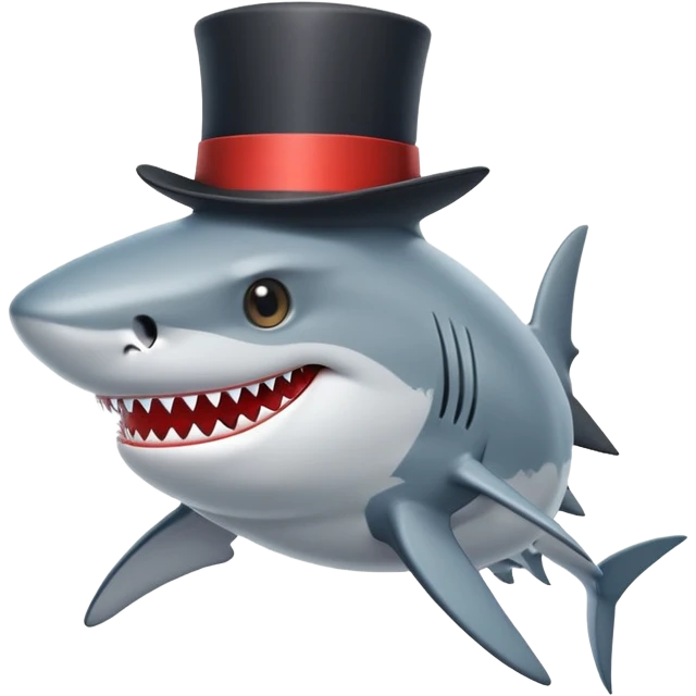 Shark with a top hat emoji