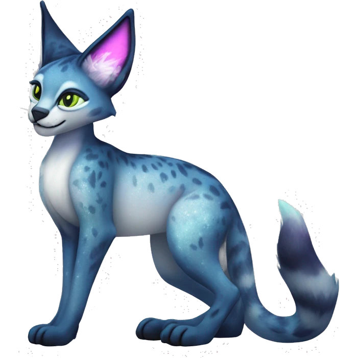 Cute Kawaii Epic Ethereal Sparkly Colorful Sergal-Serval-Caracal-Vernid full body emoji