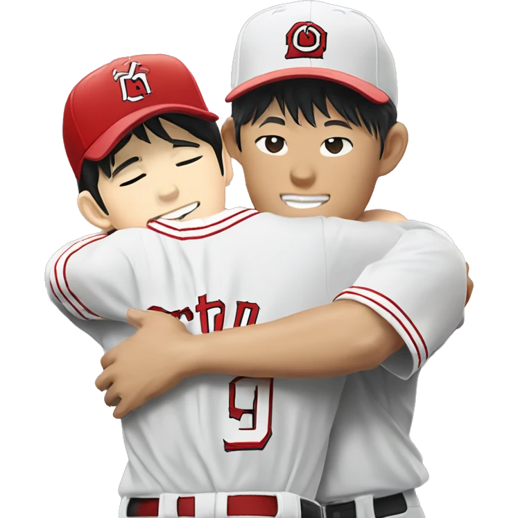 Shohei Ohtani, yoshinobu Yamamoto, Roki sasaki hugging emoji