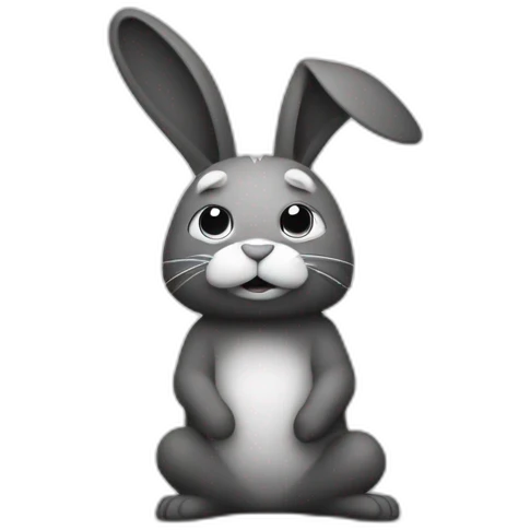 Oppressed and upset rabbit emoji in black and white emoji