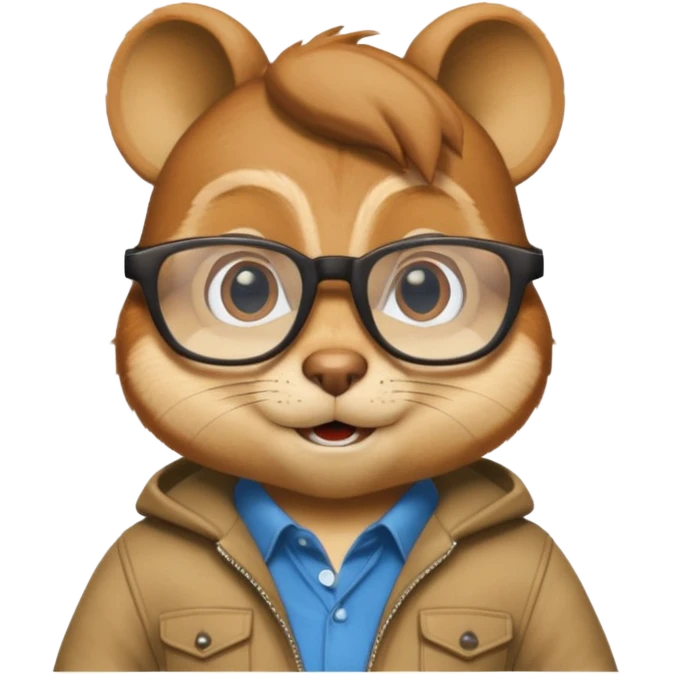 Chipmunk Simon from alvin and the chimpmunks wwith glasses emoji