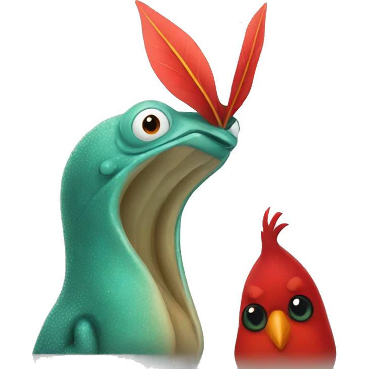 Slug and Cardinal cuddle  emoji