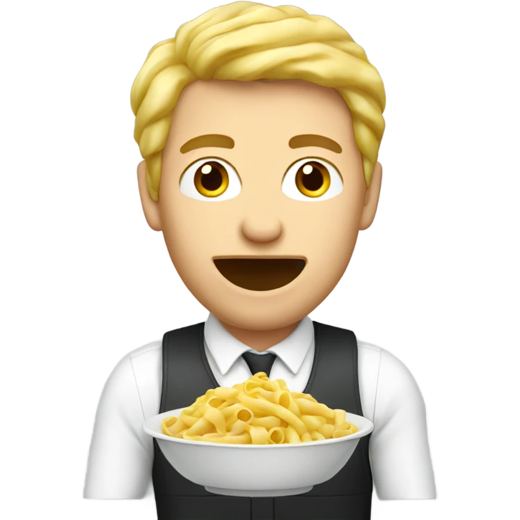 german guy eating pasta provided by corporate  emoji