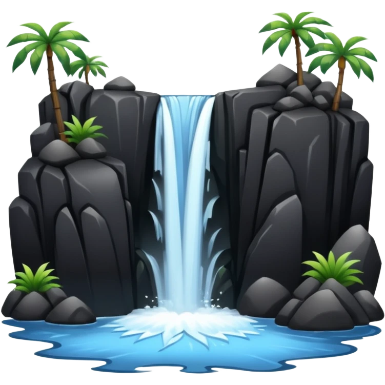 black rocks water fall  emoji