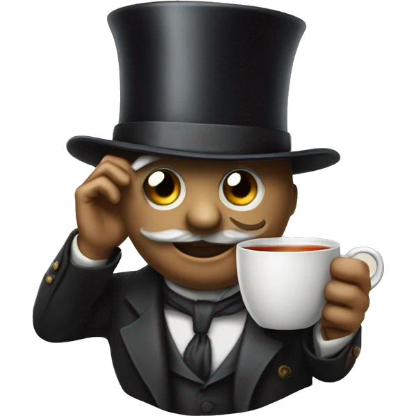 Photorealistic A British gentleman in a monocle and a top hat with a cup of tea in his hand emoji