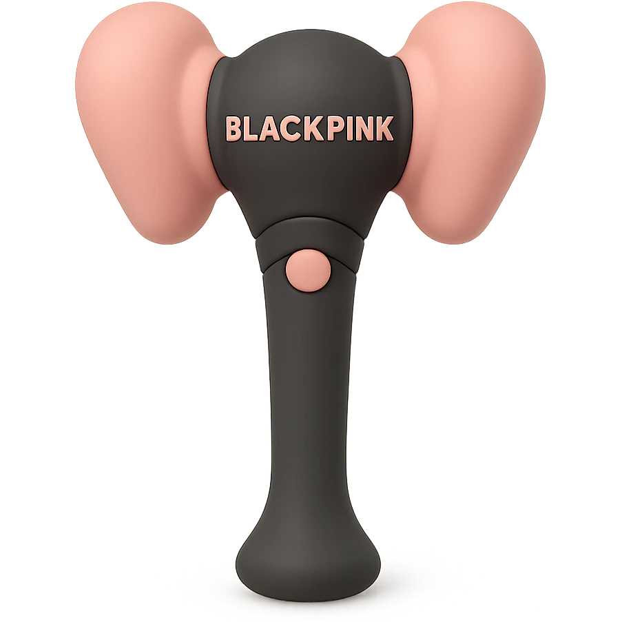 BLACKPINK-inspired gothic lightstick, no hearts, soft and round, black and pink colors emoji