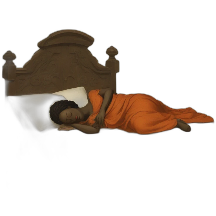 The folk african woman sleeping in bed, 17th century emoji