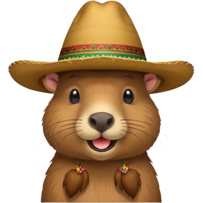 Capybara sitting with Mexican hat emoji