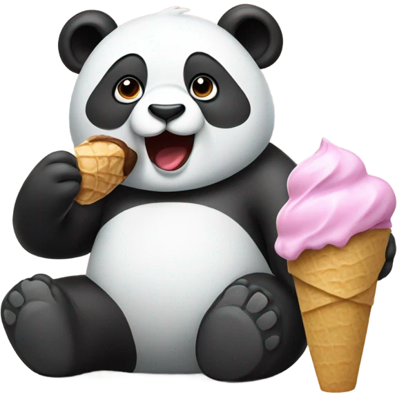 Panda eating ice cream emoji