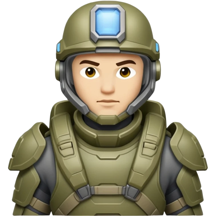male Halo Spartan super-soldier with nomadic gear and survival equipment emoji