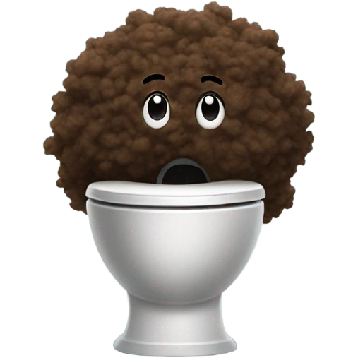 A pile of Poo with Afro hair and 2 legs running away from toilet emoji