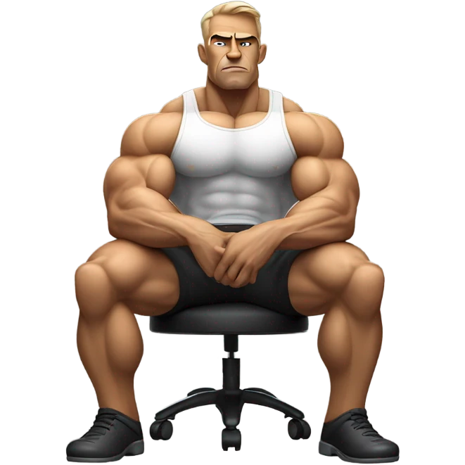 sad body builder sitting in chair emoji